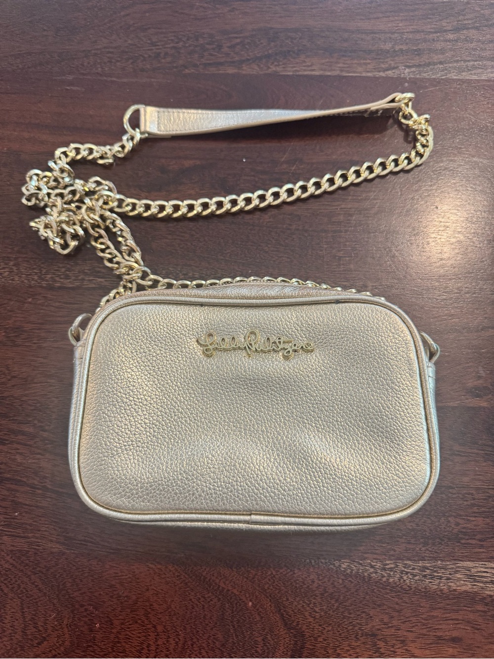 Lilly Pulitzer Metallic Gold Pebbled Leather Crossbody
